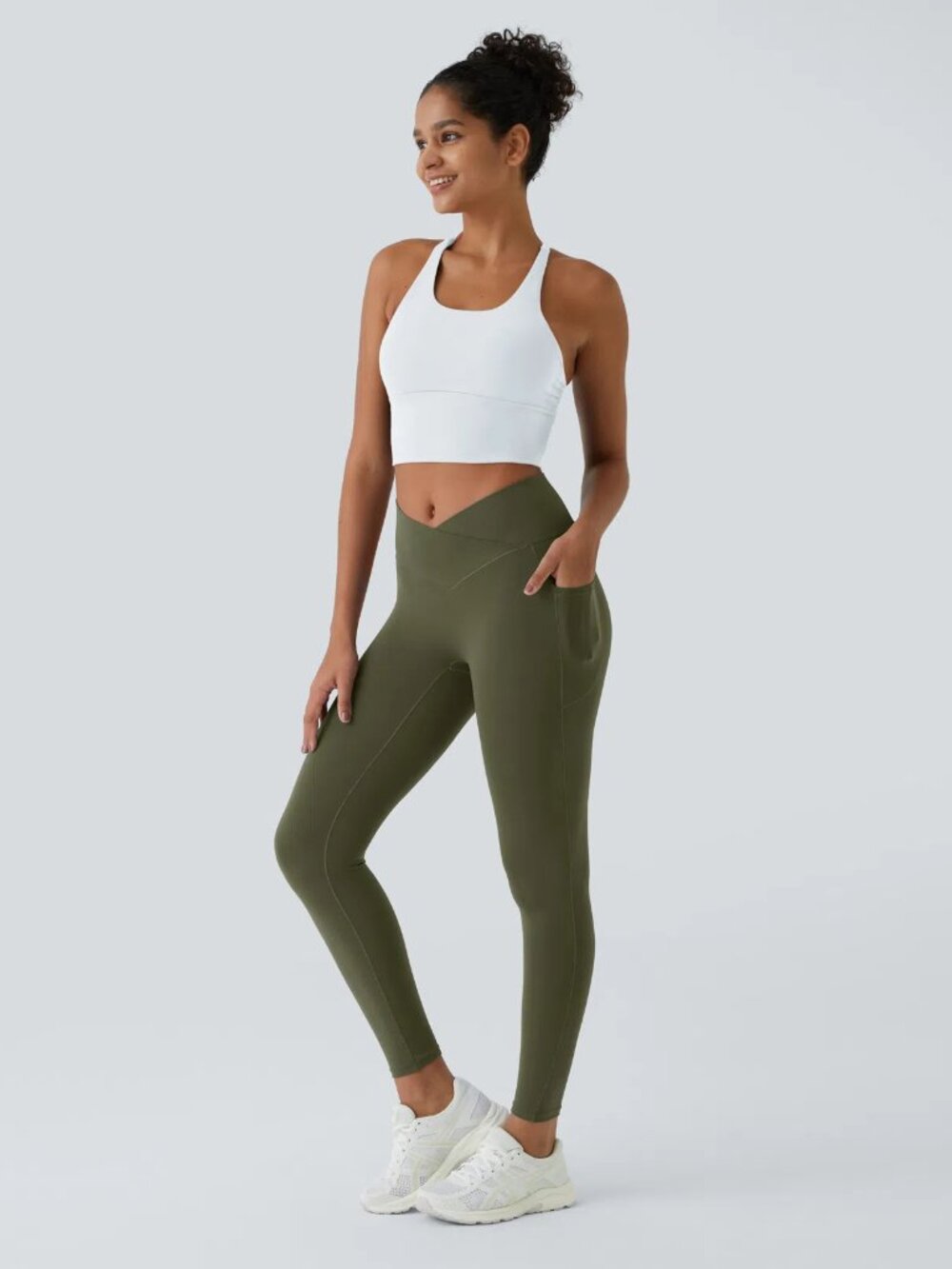 Halara 3X Green SoftlyZero High Waisted Crossover Pocket Plain Full Length Leg